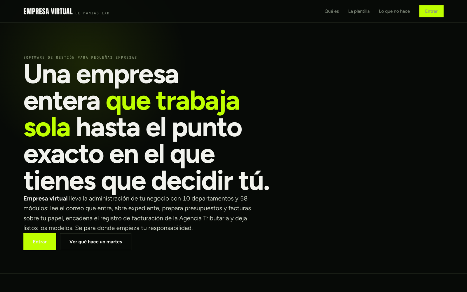 Portada pública de ManIAS Virtual Office