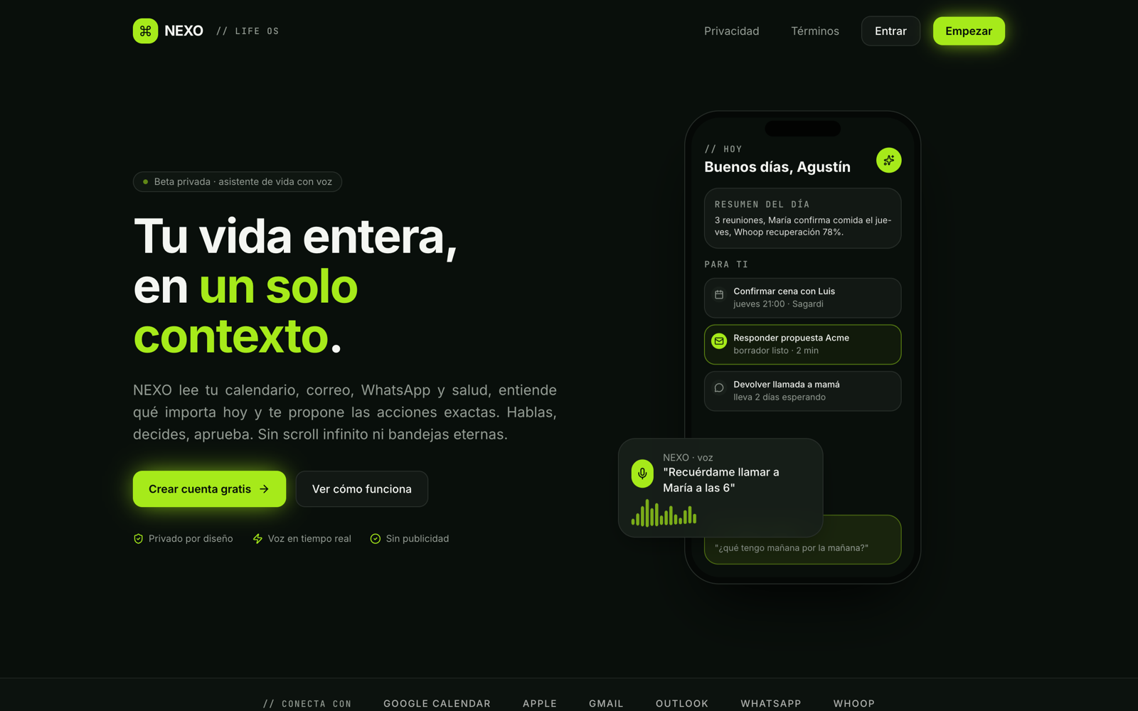 Portada pública de NEXO