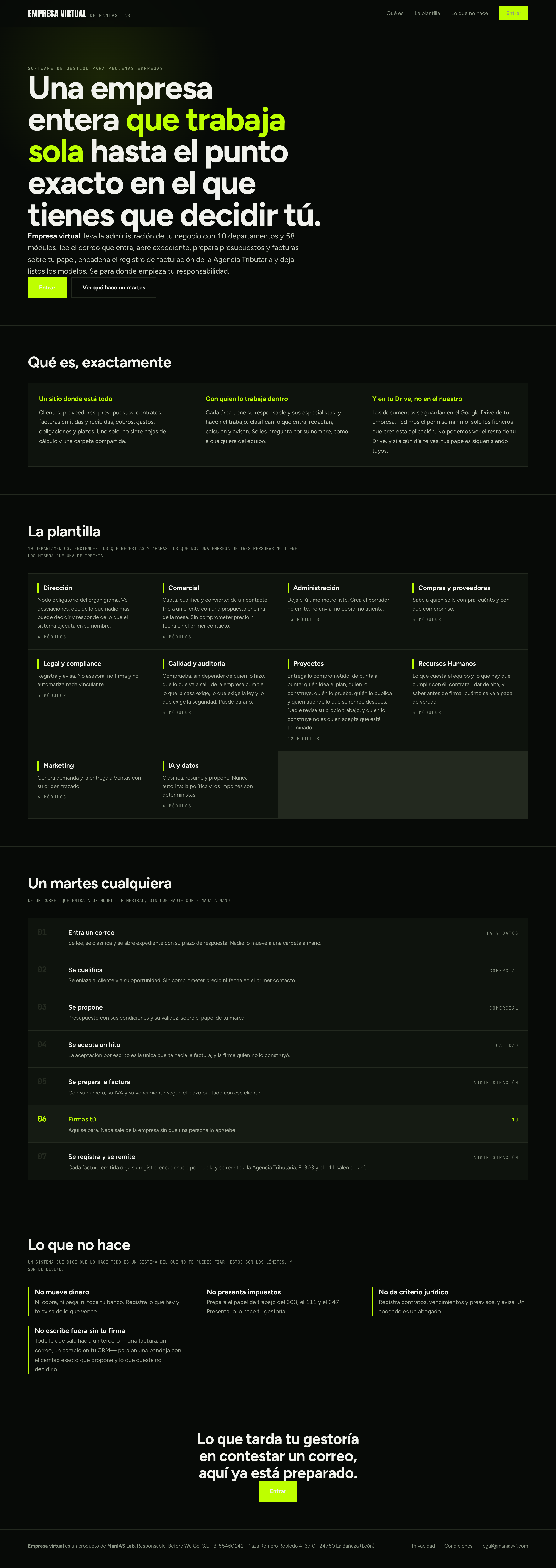 Portada pública de ManIAS Virtual Office